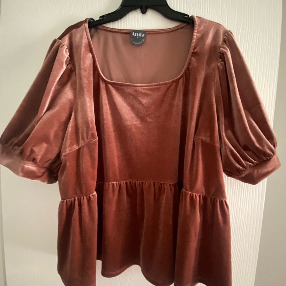 ARULA Velvet Blouse - Warm Rust